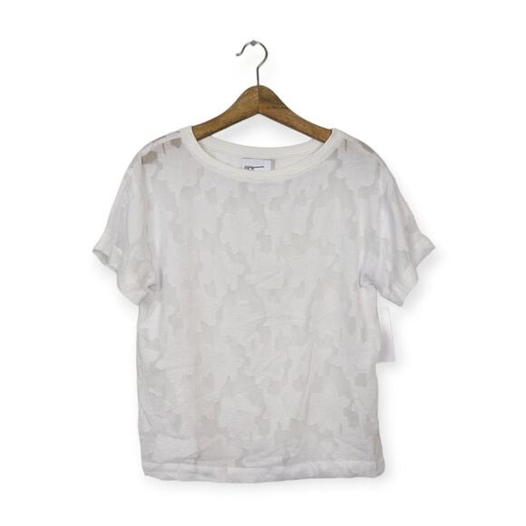 Nordstrom Tops - NWT Nordstrom Rack White Floral Burnout Jacquard Short Sleeve Tee
